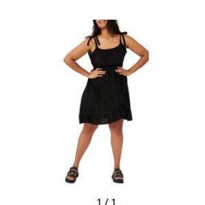 NWT Woven Kaela Mini Dress Cotton:On Size 18 US Black With Adjustable Tie Straps